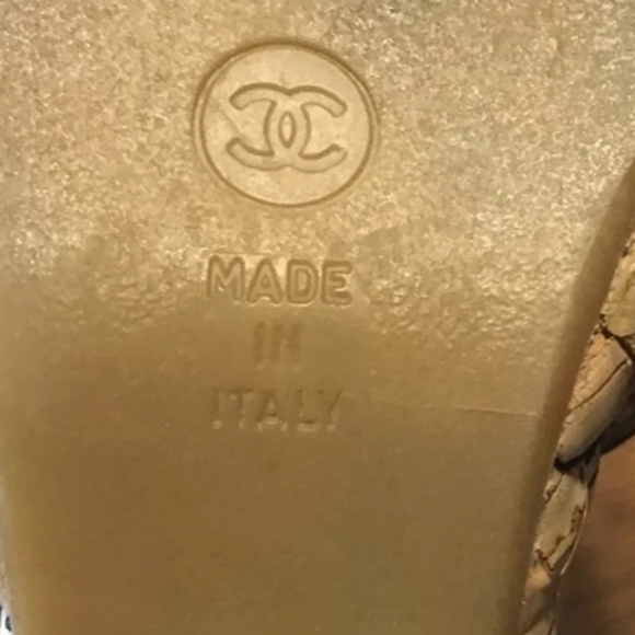 Authentic CHANEL Quilted Cork Mary Jane Wedges - Picture 8 of 8